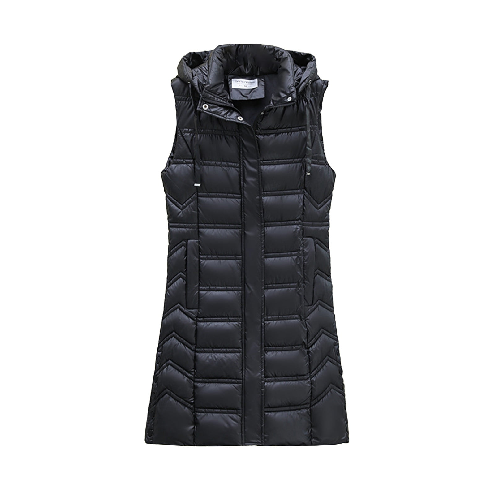 Gathering Yellow Black Women's Padded Vest Jacket
