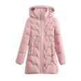 thumbnail image 1 of Long Quilted Jacket for Women,Cotton Padded Thick Overcoat Hooded with Pockets, Ladies Warm Winter Outwear Jacket Thin Jacket Lady M, 1 of 3