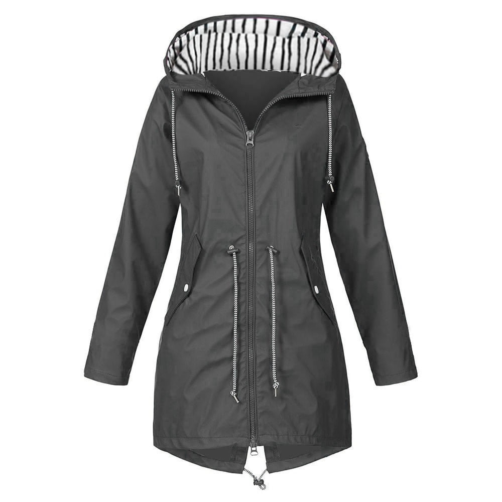 Women's Waterproof Hooded Raincoat - Long Weatherproof Jacket with Zip Closure main image 1