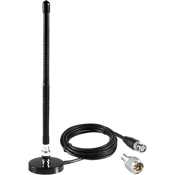 Long Range 27MHz Soft Whip Magnetic Base CB Radio Antenna with PL-259 BNC Male Connector for Maxon Vehicle Car Truck Mobile Handheld CB Radio Police Scanner,
