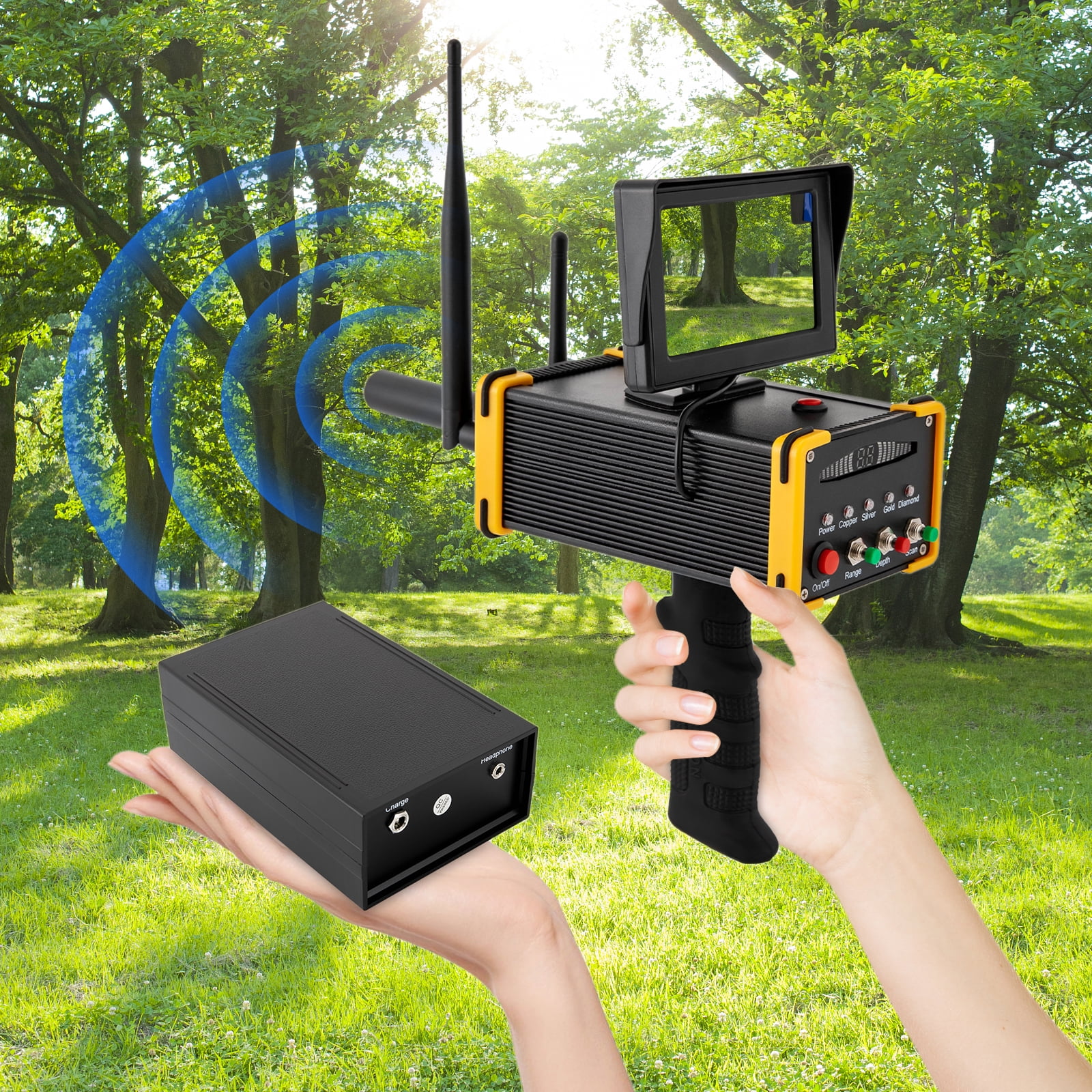Long Range 3D Metal Detector for Gold, Silver, Copper, Diamond & Gemstone Hunting – LCD Display, Precision Treasure Hunter Scanner