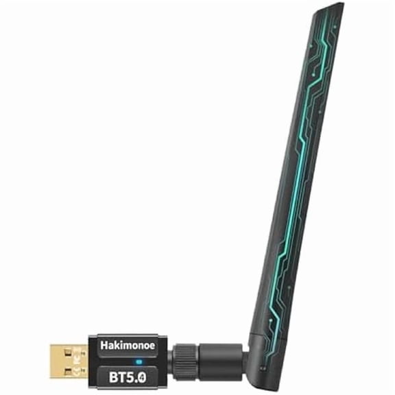 Long Range Bluetooth 5.4 Adapter for PC, Wireless USB Dongle w/ 5dBi Antenna for Laptop Desktop Windows 11 10 8.1 7, Plug n Play Bluetooth Headphones Headset Speaker Mouse Keyboard Printer