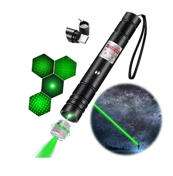 Green Long Range Rechargeable Laser Pointer Flashlight with Adjustable Focus