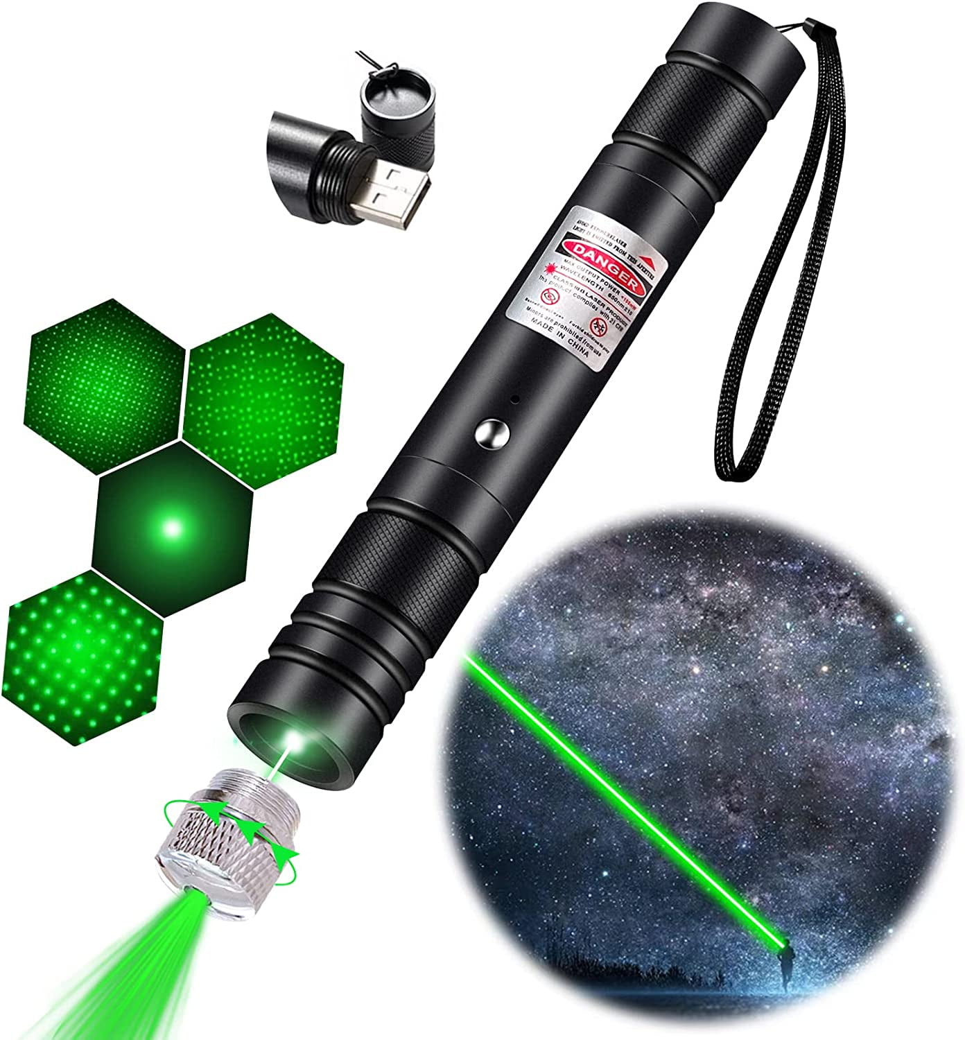 300mW Tartarus Serie Adjustable Focus Green Laser Pointer, 532nm Portable  Green Laser - LaserTo