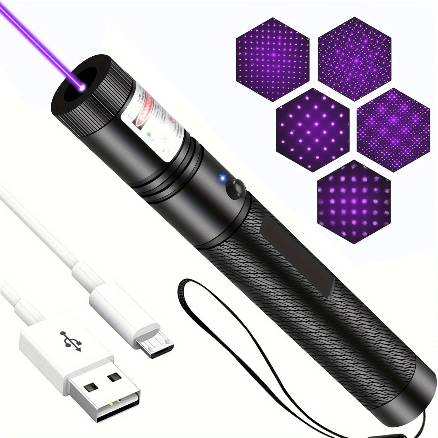 Long Range Tactical Laser Pointer Purple Laser Beam Flashligh with USB Charging ,Adjustable Focus Light Pointer for Night Astronomy Outdoor Camping and Hiking, Small Breeds