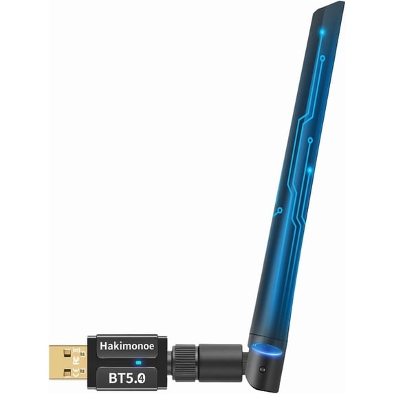 Long Range USB Bluetooth 5.4 Adapter for PC, Wireless USB Dongle w/ 5dBi Antenna for Laptop Desktop Windows 11 10 8.1 7 Linux, Pair w/Bluetooth Headphones Headset Speaker Mouse Keyboard Printer