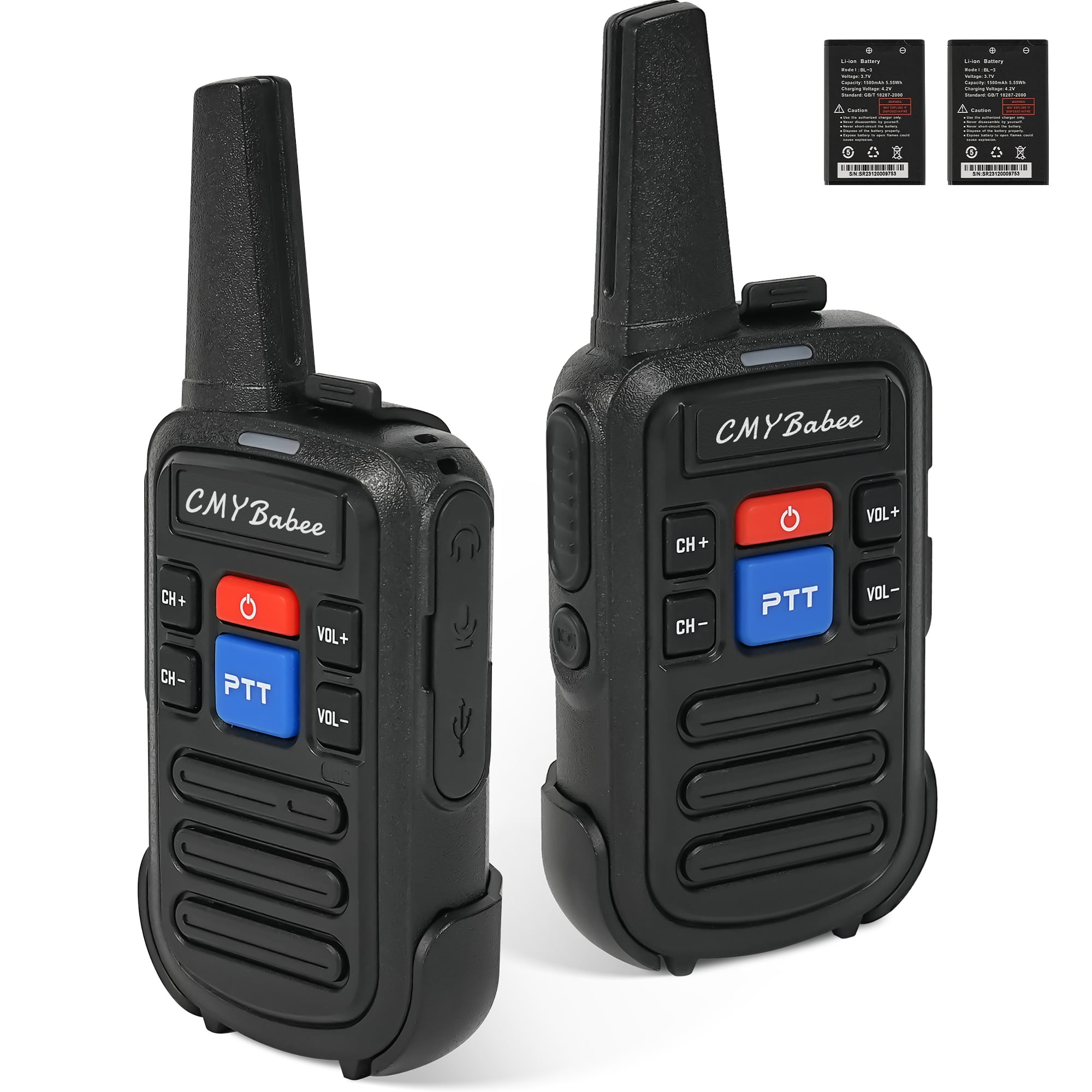 Long Range Walkie Talkies, Walkie Talkies for Adults & Kids, Rechargeable Two-Way Radio with Earpiece, Easy-Knob Control, 2 Pack for Camping, Hiking, Family Emergencies