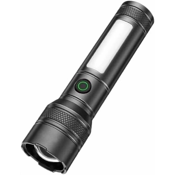 Long-Range Zoomable Flashlight, Tactical Dual Modes Flashlight Rechargeable, High Powerd Multi-functional Heavy Duty Strong Flash Light High Beam, Portable Flashlights for Camping Home (Black)