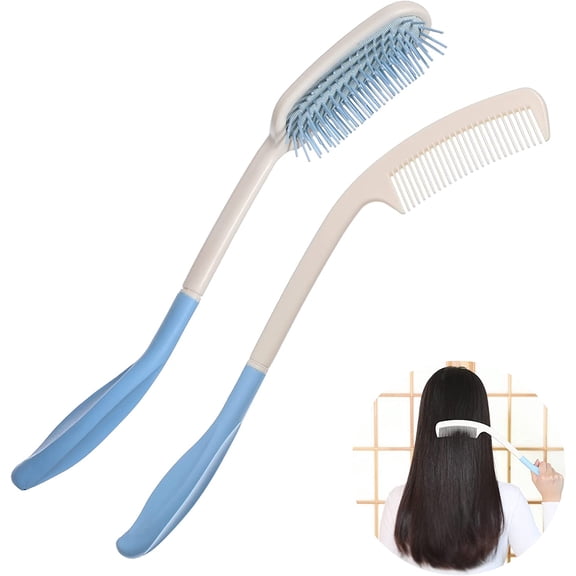 Long Reach Handled Comb and Hair Brush Set Applicable to elderly and hand-disabled people inconvenient upper limb activities