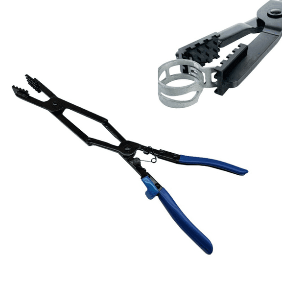 Long Reach Hose Fastener Pliers 17 Inch with Cross-Tip Design and Ratcheting Lock for Automotive Pipe Clamps, 45# Steel Hand Tool for Tight Spaces