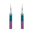 thumbnail image 1 of Long Rectangle Lightweight Fused Glass Dual Color Dangle Earrings - Womens Fashion Handmade Jewelry Boho Accessories, 1 of 1