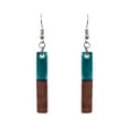 thumbnail image 1 of Long Rectangle Lightweight Fused Glass Dual Color Dangle Earrings - Womens Fashion Handmade Jewelry Boho Accessories, 1 of 1