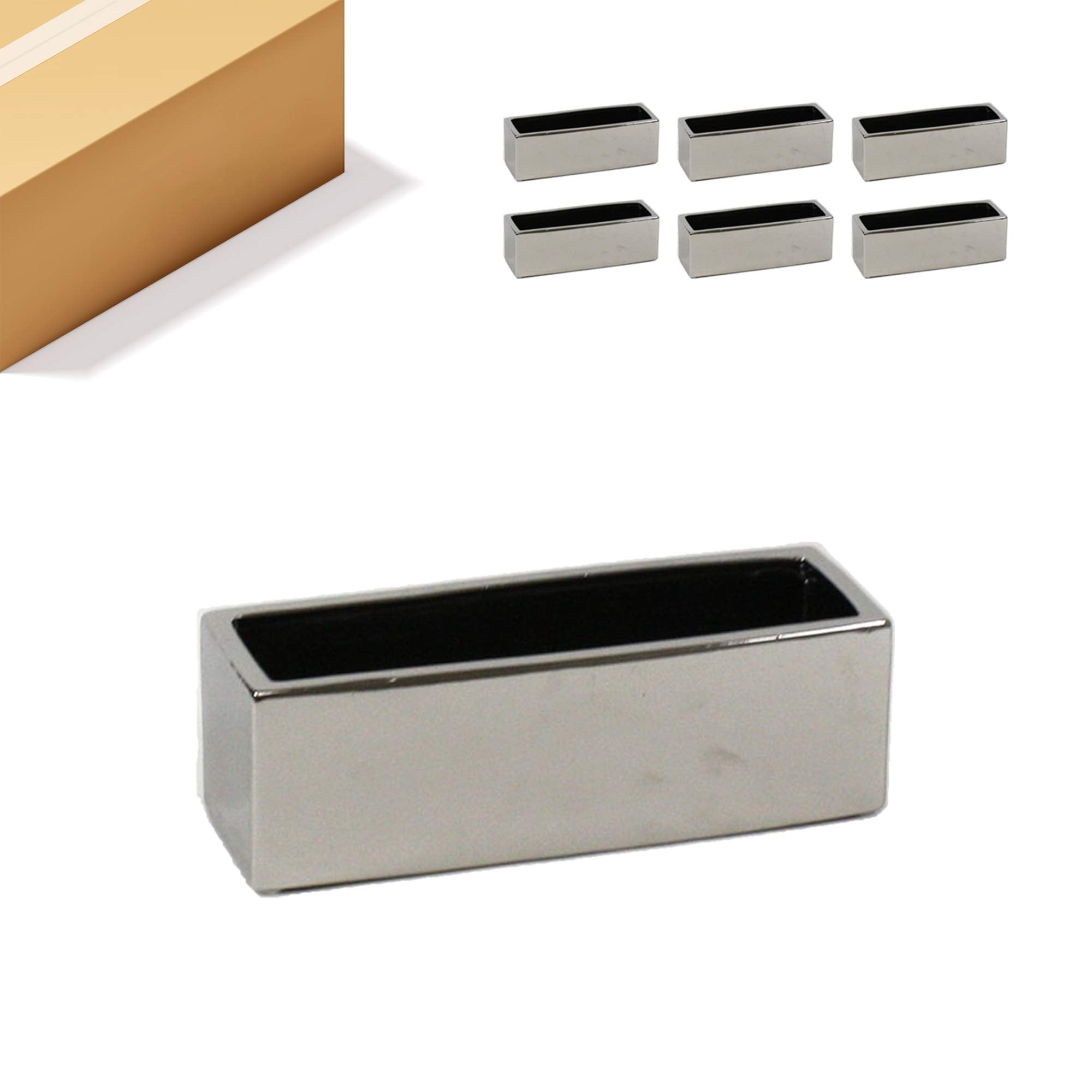 Long Rectangular Ceramic Planter Vase Set of 6, Silver Block Terrarium ...