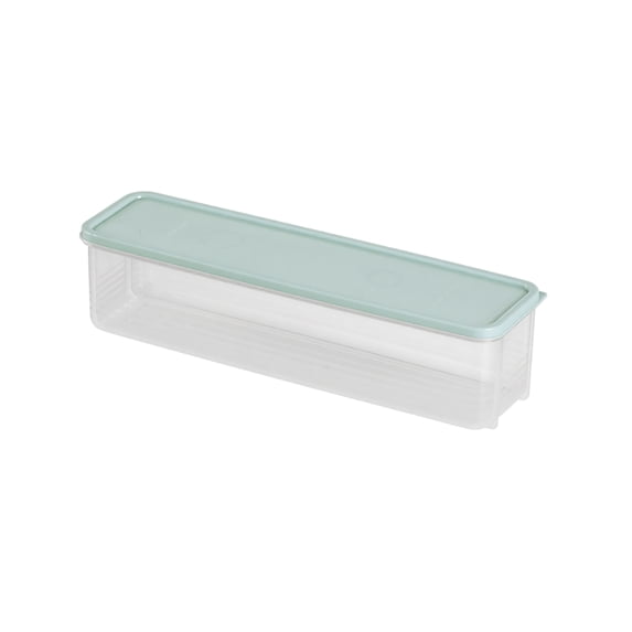 Long Rectangular Pasta Storage Container with Airtight Lid, Clear Plastic Spaghetti Noodle Pantry Organizer Box, Stackable Refrigerator Food Storage Canister for Dry Noodle Pasta, 3 Lid Color Options