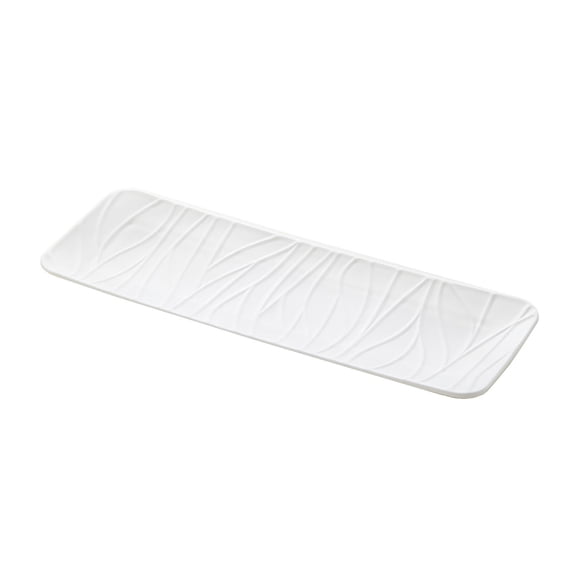 Long Rectangular Plastic Serving Tray for Sushi, Appetizers, and Party Food White