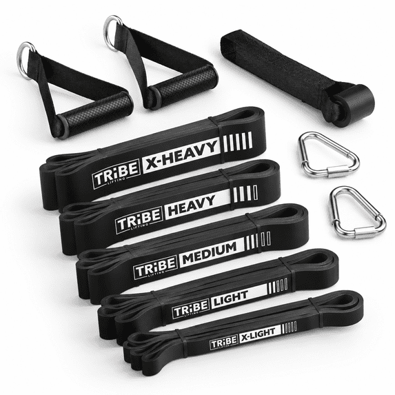 Long Resistance Bands Set, Black 2, 5 Resistance Levels for Full Body ...