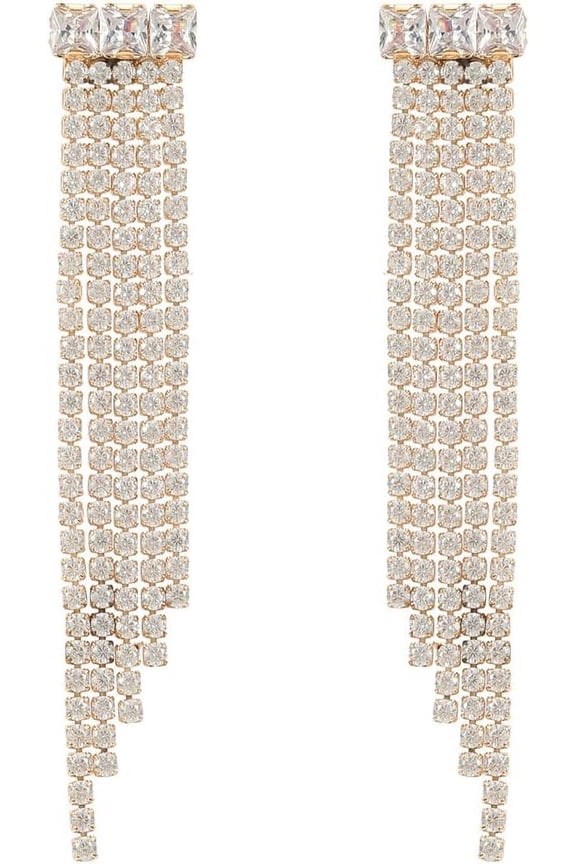 Long Rhinestone Elegant Drop Earrings for Women Wedding Tassel Dangle Drop Earrings Chandelier Dangling CZ Earrings for Women[l736]
