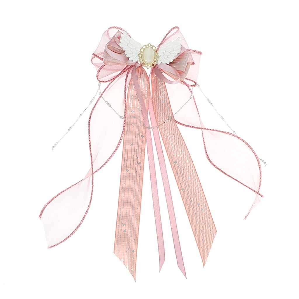 POYOGA Long Ribbon Bowtie Hair Clip for Girls Lace Hair Barrettes Hair Bows Female Ponytail Holder Hair Ornament All Matching