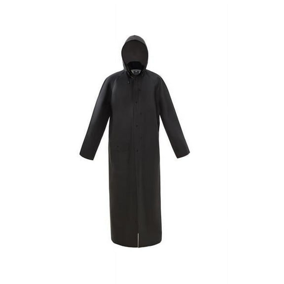 Long Riding Rain Coat, Black - 4XL