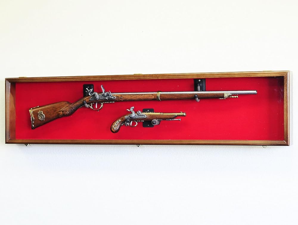 Long Rifle/Musket Gun Display Case Wall Rack W/UV Protection