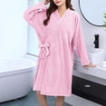 thumbnail image 1 of Long Robes for Women Absorbent Towel Lightweight Bathrobe Fleece Cozy Warm Winter Loungewear Sleepdress New Sleepwear for Women Plus Size Pinky One Size, 1 of 4