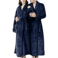 thumbnail image 1 of Long Robes for Women Mens Soft Plush Bath Robe Warm Bathrobes Comfy Full-length Nightgown Pajamas Sleepwear Housecoat Women Blue L, 1 of 7