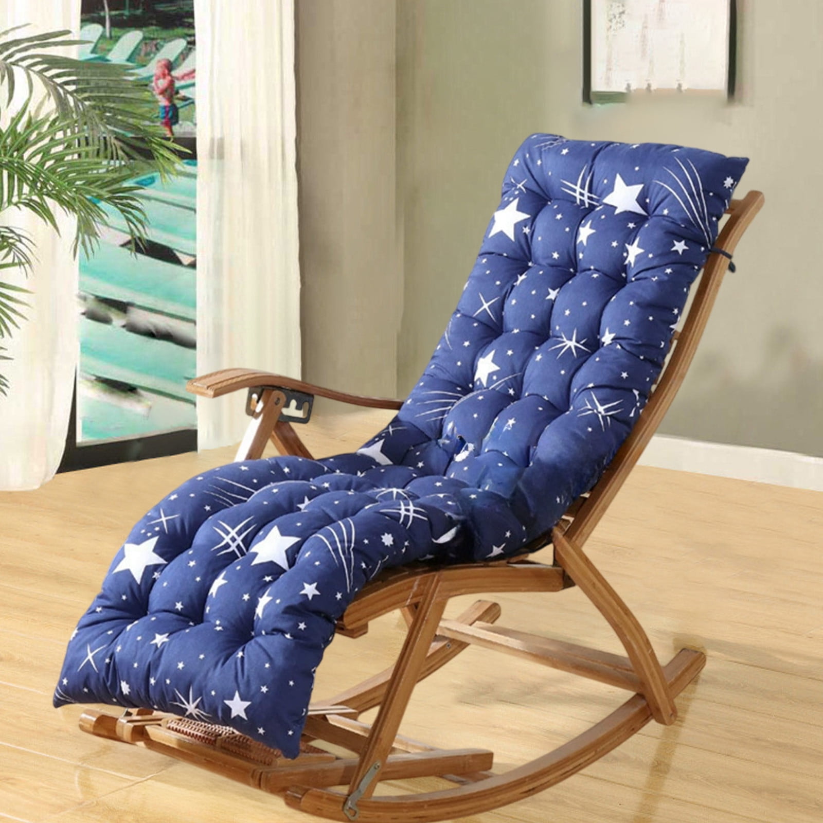Long Rocking Chair Cushion, Thickened and Non-Slip Patio Cushions for Outdoor Furniture. 18.72X46.8 Inch Blue