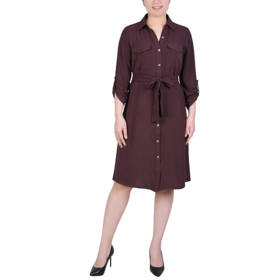 Long Roll Tab Sleeve Shirtdress