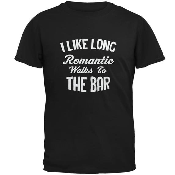 Long Romantic Walks To The Bar Black Adult T-Shirt - Large