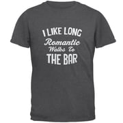 تي شيرت للبالغين من Long Romantic Walks To The Bar Dark Heather - كبير
