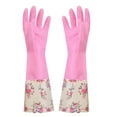 thumbnail image 1 of Long Rubber Dishwashing Gloves with Cotton Flocking Lining, Non-Slip Cleaning Gloves for Kitchen, Laundry, Garden and Car Wash, 1 of 5