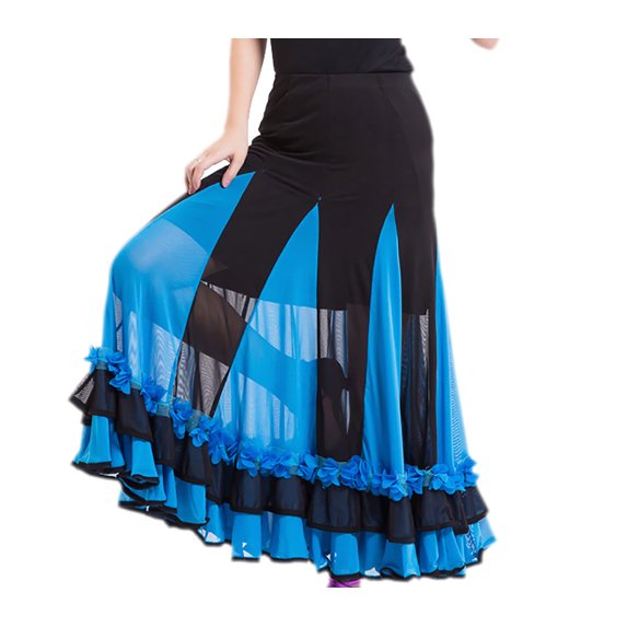 Long Ruffle Tulip Viennese Waltz Latin Ballroom Dance Skirts Discount
