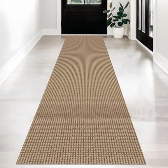Long Runners for Hallways 2x12 ft Washable Kitchen Runner Non Slip Rubber Backed Hallway Rugs Cotton Entryway Runner Rug Floor Carpet for Indoor Hall, Backdoor, Kitchen, Tan/Orange/Brown