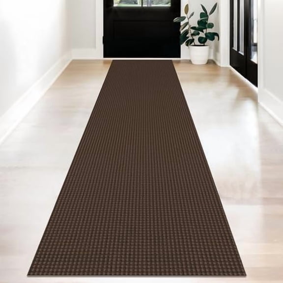 Long Runners for Hallways 2x12 ft Washable Kitchen Runner Non Slip Rubber Backed Hallway Rugs Cotton Entryway Runner Rug Floor Carpet for Indoor Hall, Backdoor, Kitchen, Reddish Brown/Coffee