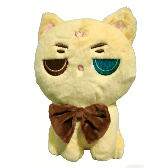 Long Sad Cat Plush - 20cm Floppy Yellow Kitty Stuffed Animal with Droopy Eyes, Ultra-Soft Short Plush Fabric, Emotional Support Companion for Cat Lovers and Collectors