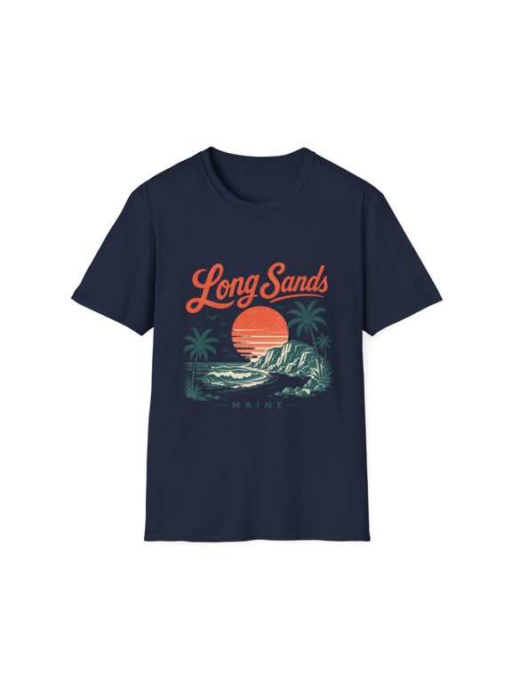 Long Sands Maine Sunset Palm Beach Scene Graphic T-Shirt