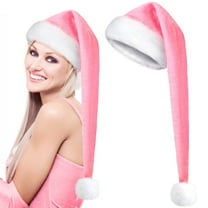 Long Santa Hats Christmas Adults Funny Plush Hats for Women Xmas Party Decor,(Pink)