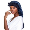 thumbnail image 1 of Long Satin Bonnet for Women - Double Layer Elastic Silk Bonnet for Braids Hair Sleeping Cap with Tie Band, 1 of 1