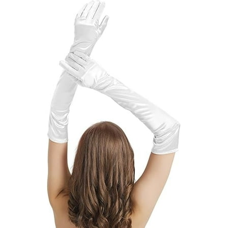 Long Satin Gloves Women's Elbow Length 21” Long Gloves Opera House 1920's Party Dance Dress Formal