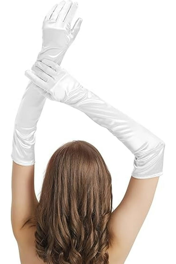 Long Satin Gloves Women's Elbow Length 21” Long Gloves Opera House 1920's Party Dance Dress Formal