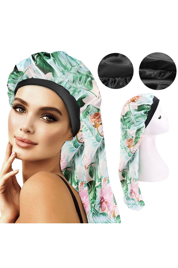 Long Satin Sleep Bonnet - No-Cap Wrap Hair Care Cap, 24 Inches Extra-Long for Long Hair & Braids, Anti-Frizz Static-Free, Wide Elastic Band, 20.5 Inch Head Circumference, Travel-Friendly Winter Wedd