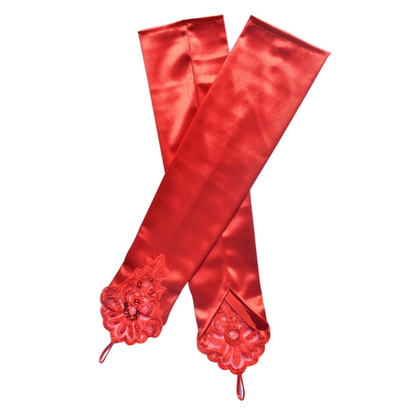 Long Satined Gloves Lace Fingerless Elbow Gloves for Women Perfect Handwear 1920S Accessory for Theme Party Celebration