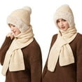 thumbnail image 1 of Long Scarf Integrated Hat Under $5! Kadlawus Knitted Balaclava Hat with Scarf and Mask, 3-in-1 Fleece Lined Winter Warm Windproof Face Cover, 1 of 8