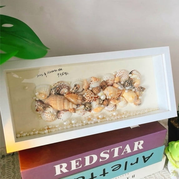 Long Shadow Box Frame Display Case Kit, 4x14.6" Rectangle 3D Frame with Shell for Beach Shells and Dried Flowers, Panoramic Wall Art for Home Decor