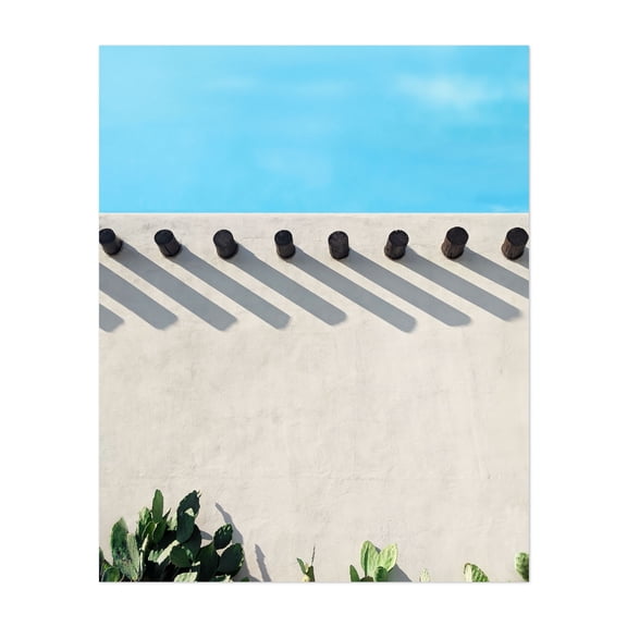 Long Shadows on an Adobe Wall - Santa Fe New Mexico Photography Minimalist Cactus Desert Modern Art Abstract Unframed Wall Art Print 6 x 8 inches