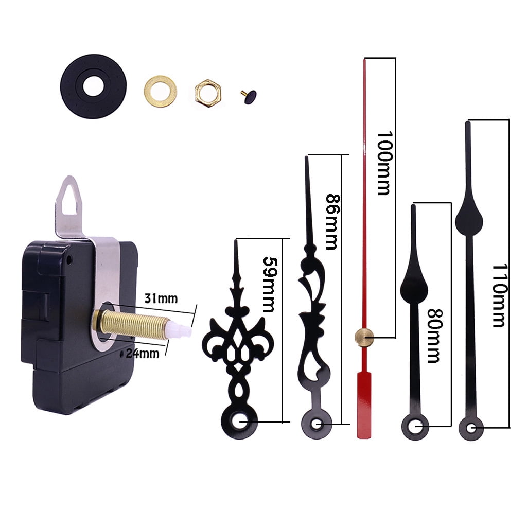 Long Shaft Quartz Clock Movement Mechanism with 2 Pairs of Hands Sets