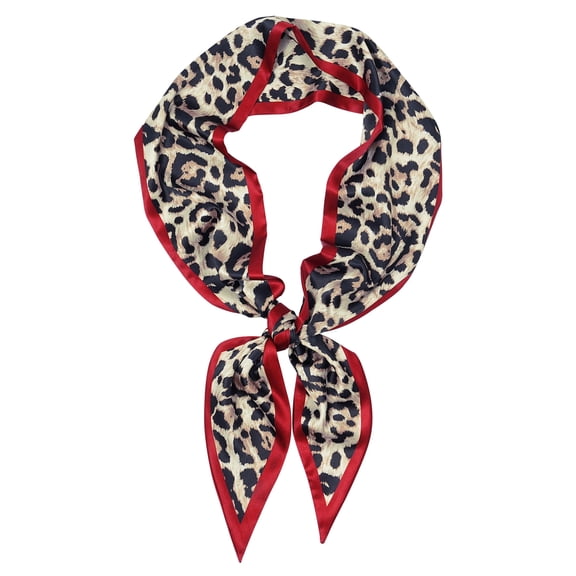 Long Shawl Scarves for Women Leopard Pattern Wrap Scarf 15*150CM Silk Satin Headscarf Thin Headbands