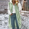 thumbnail image 1 of Long Sherpa Fleece Jackets for Women with Hood Casual Warm Sleeveless Full Zip Up Hoodie Winter Coat Plus Size (4X-Large, Green Vest), 1 of 4