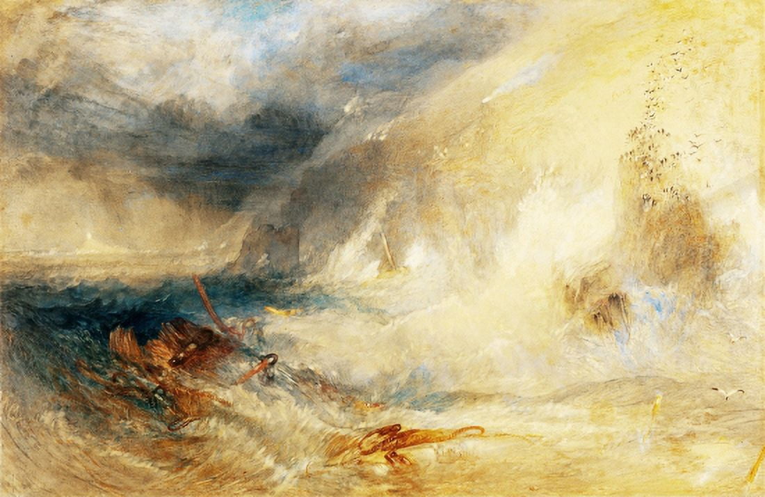 Long Ships Lighthouse Lands End Canvas Art - JMW Turner (36 x 54)