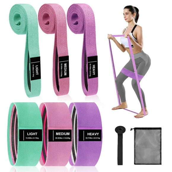 Long and Short Fabric Resistance Bands with Door Anchor 7 PCS, Non-Slip Stretch Booty Bands for Working Out Women & Men, Loop Exercise Elastic Bands for Home Physical Therapy Yoga Pilates